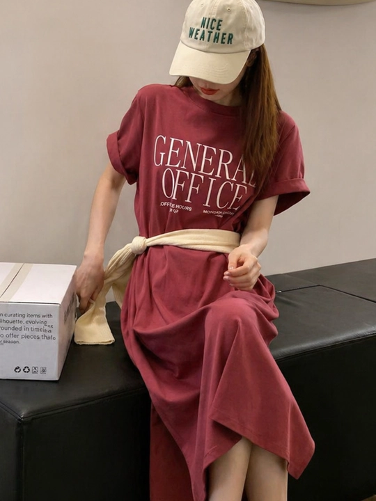 Ayollar uchun oversize futbolka ko‘ylak yozgi, printli, midi keng fason, to‘g‘ri bichimli