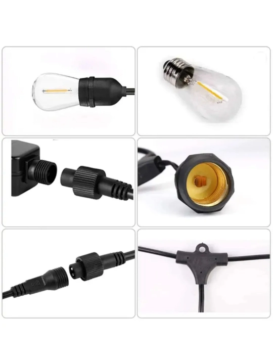Tashqi girlyanda 10m 10 lamp 220V IP44 suvdan himoya lampali