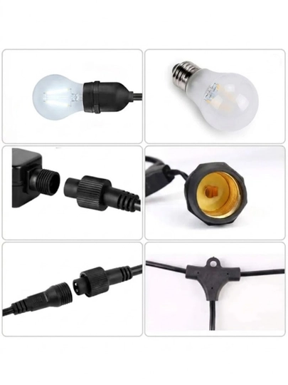 Tashqi girlyanda 10m 10 lamp 220V IP44 suvdan himoya lampali