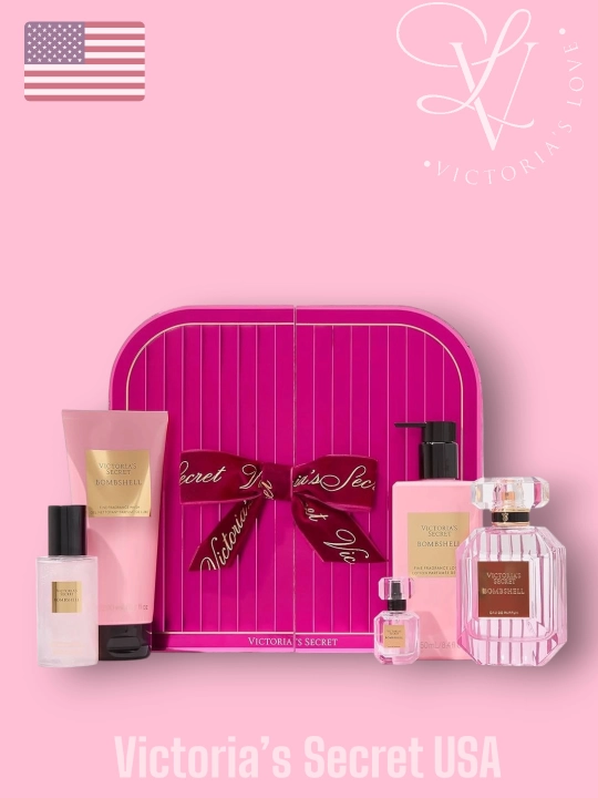 Подарочный набор Victoria's secret Bombshell, 5 в 1, парфюм, ароматическая свеча, лосьон - 