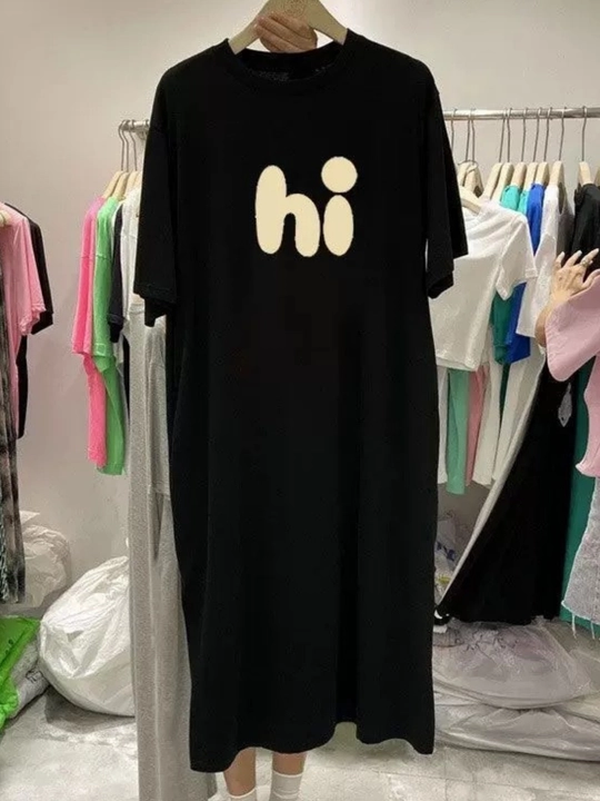 Ayollar uchun oversize futbolka ko‘ylak yozgi, printli, midi keng fason, to‘g‘ri bichimli