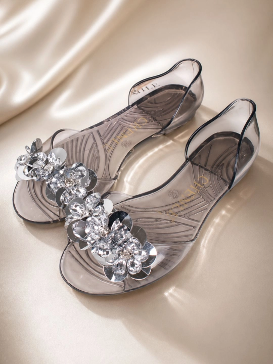 Женские прозрачные балетки с бантом летние силиконовые сандалии, jelly shoes пляжная обувь