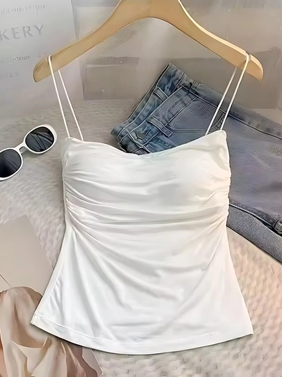 Ayollar baza mayka, olinadigan kosachali top mayka, ingichka tasmali topik mayka