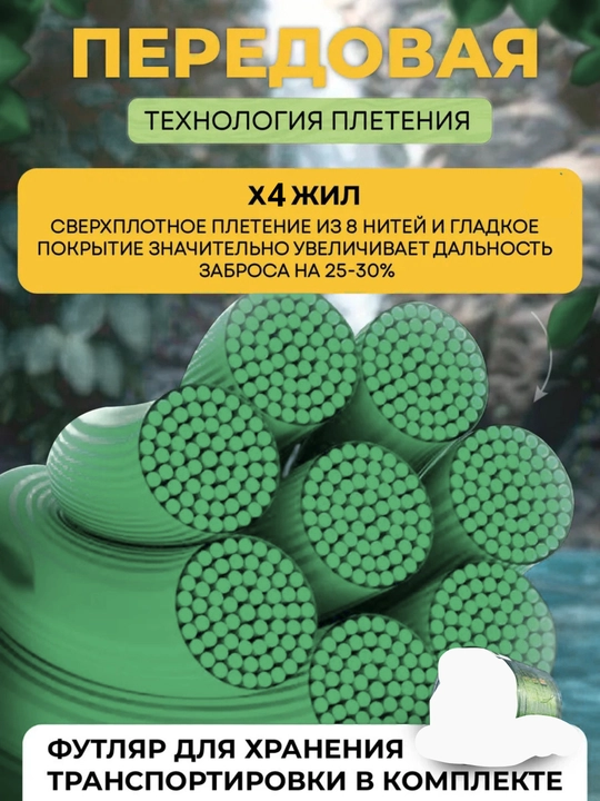 Плетёный шнур для рыбалки, для спиннинга, фидера, карповой и поплавочной ловли