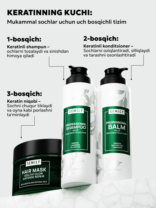 Keratinli soch niqobi SEMILY, maska soch ucun keratin 300 ml