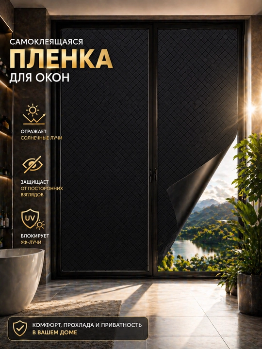 Самоклеящаяся пленка на окна, защита от солнца, УФ пленка, приватность стекла