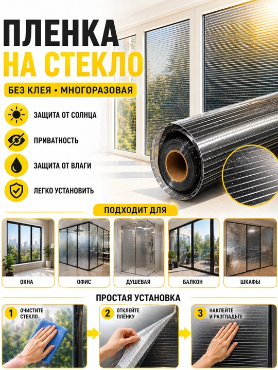 Oyna uchun samokleyka plonka, quyoshdan himoya, UV plyonka, maxfiylik oynaga - 