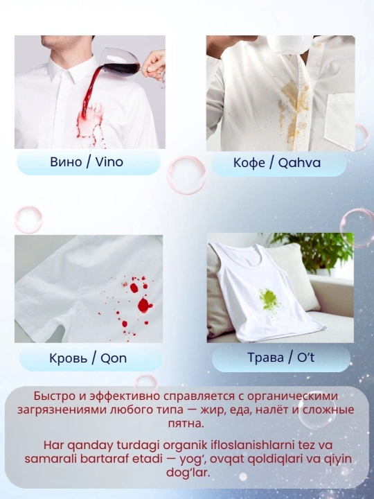 Кислородный очиститель Ostin, отбеливатель, пятновыводитель, 350 гр