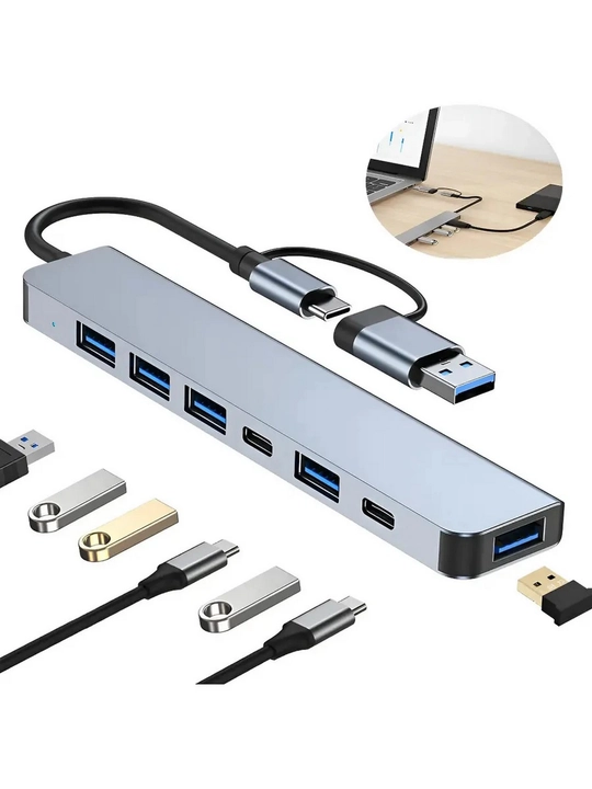 USB HUB 3.0 Type A+C 4 portli, USB hub adapteri - 