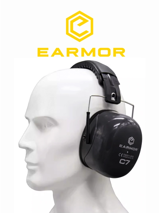 Earmor MaxDefense C7 naushnik — eshitish himoyasi, NRR 32 dB, buklanadigan, gel yostiqcha