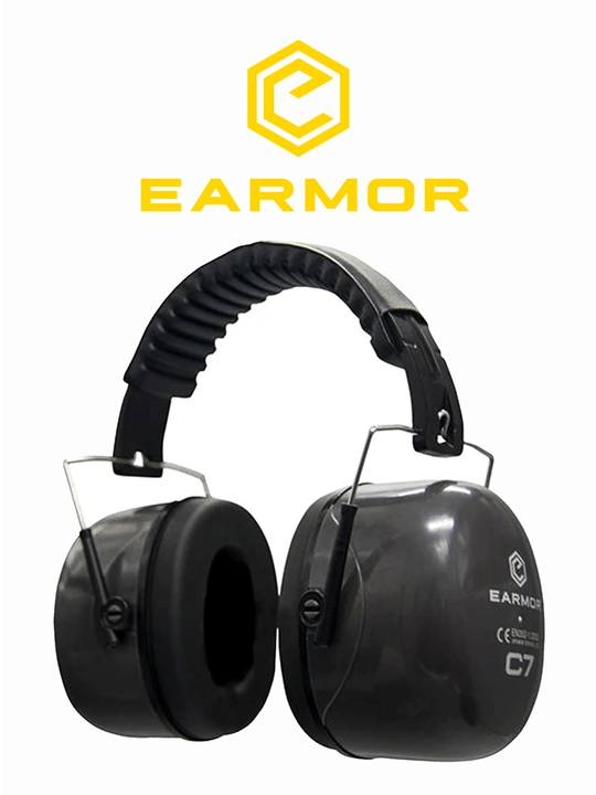Earmor MaxDefense C7 naushnik — eshitish himoyasi, NRR 32 dB, buklanadigan, gel yostiqcha