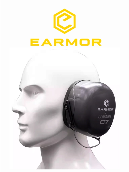 Earmor MaxDefense C7 naushnik — eshitish himoyasi, NRR 32 dB, buklanadigan, gel yostiqcha