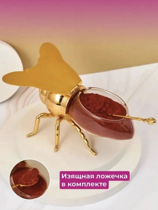 Стеклянная форма пчелы для меда, сахара, рафинада, варенья и кофе
