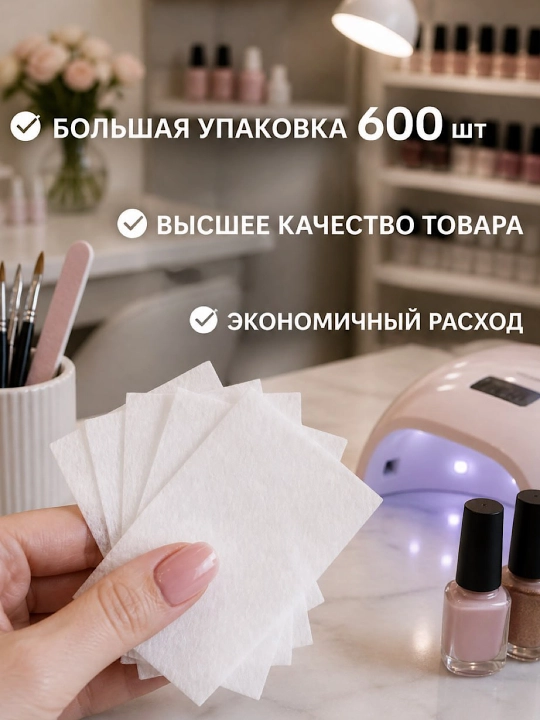 Безворсовые салфетки для маникюра 600 шт, мягкие и прочные, для ногтей
