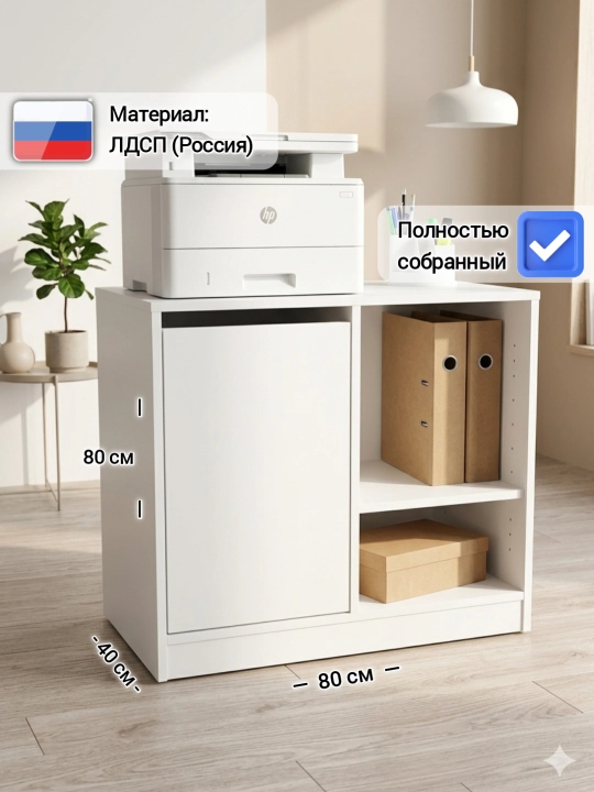 "KANSLER" 80x80x40 sm Ofis va uy uchun tumba "KANSLER", kitob javoni, printer uchun stol - 
