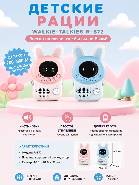 Bolalar uchun ratsiyalar WALKIE-TALKIES R-872