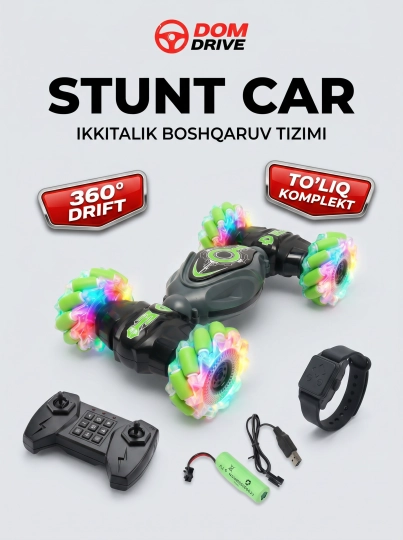 Автомобиль на радиоуправлении, танцующая машинка Stunt climber car, длина 28 см — УХТЫ-SENSOR-ЖЕЛТ
