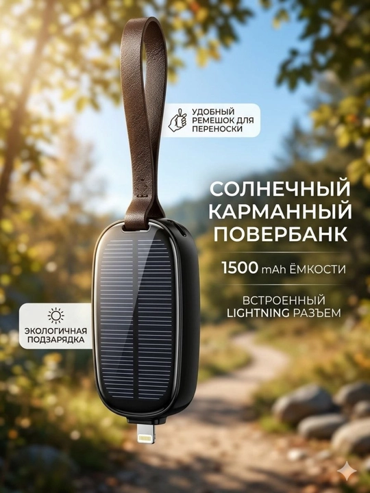 1500 mAh quyosh energiyasi bilan ishlaydigan portativ mini poverbank kalit zanjiri