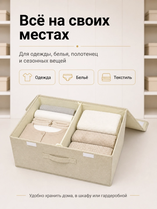 Органайзер для хранения одежды FORRIS HOME, кофр для белья с крышкой, набор 13+37 л
