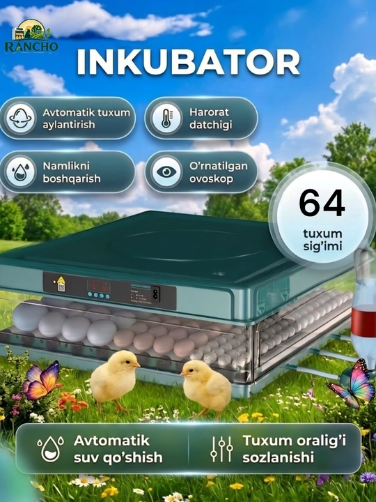 Инкубатор для яиц, автоматический, цифровой дисплей, с переворотом