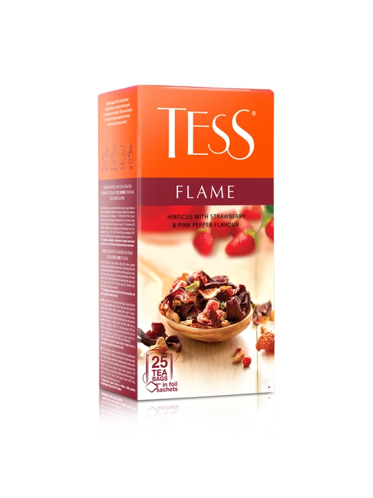 Травяной чай Tess Flame Гибискус с ароматом земляники с розовым перцем, 2 г, 25 шт