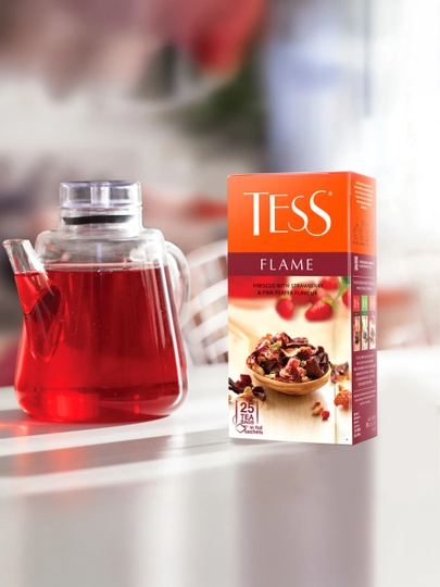 Травяной чай Tess Flame Гибискус с ароматом земляники с розовым перцем, 2 г, 25 шт — FOODST-P00D754