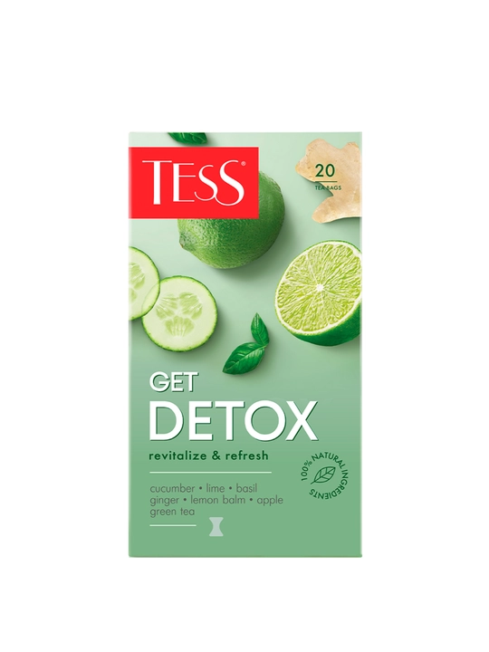 Чай зелёный TESS Get Detox с добавками 1,5гр*20 пакетиков