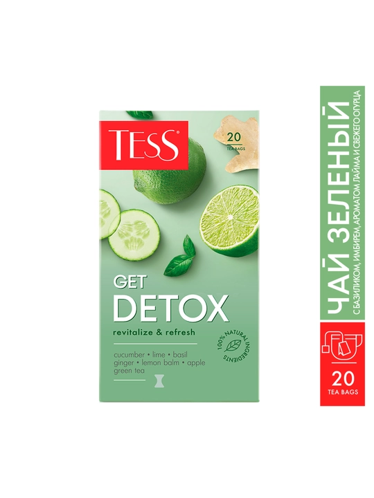 Чай зелёный TESS Get Detox с добавками 1,5гр*20 пакетиков