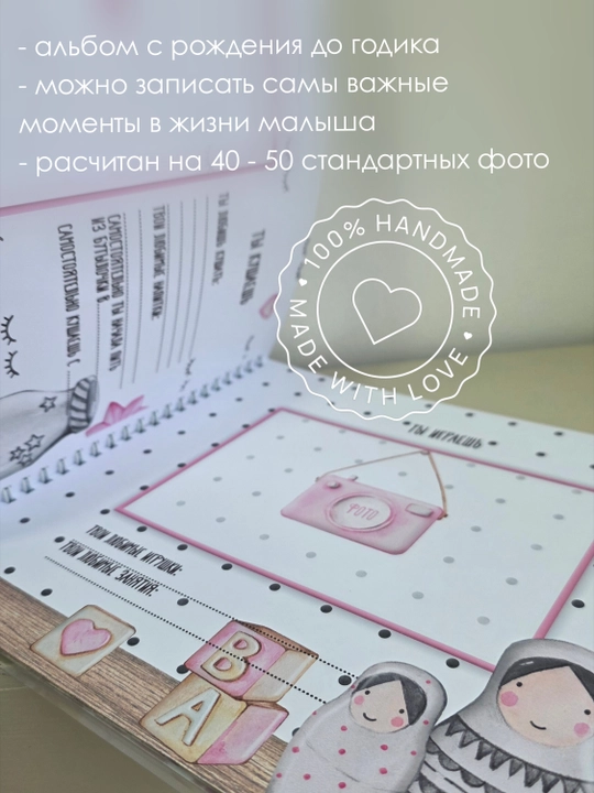 Фотоальбом для девочки, с рождения до годика 