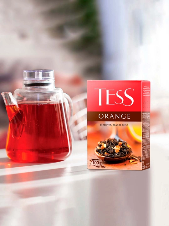 Qora choy Tess Orange, bargli, 100 gr - 