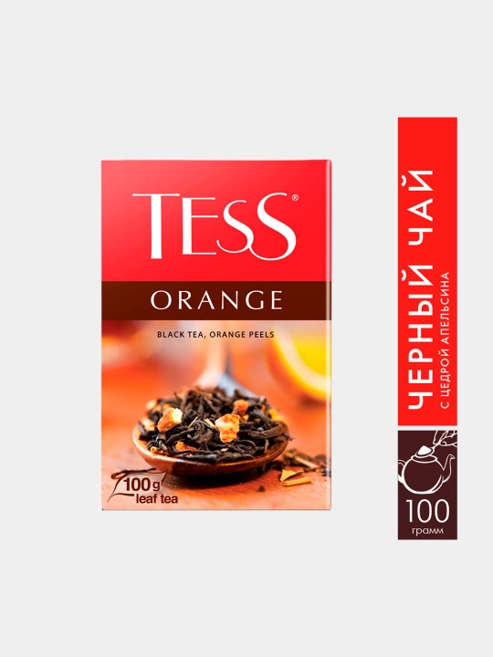 Qora choy Tess Orange, bargli, 100 gr