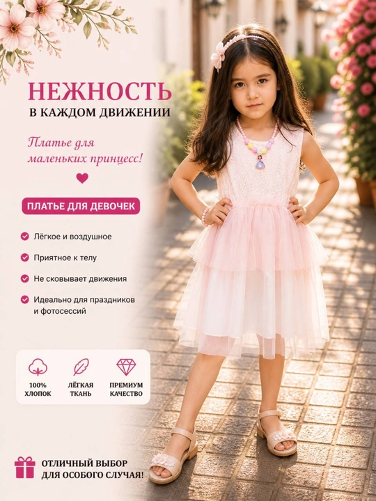 Платье детское для девочки, летнее