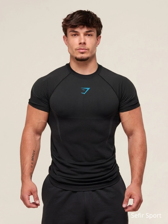 Gym Shark uslubidagi kompression futbolka - rashgard, sport, erkaklar uchun, fitnes uchun - 