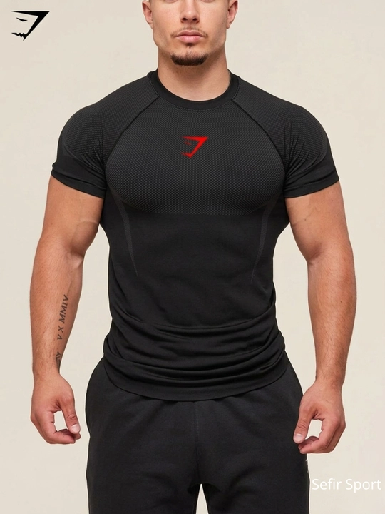 Gym Shark uslubidagi kompression futbolka - rashgard, sport, erkaklar uchun, fitnes uchun - 