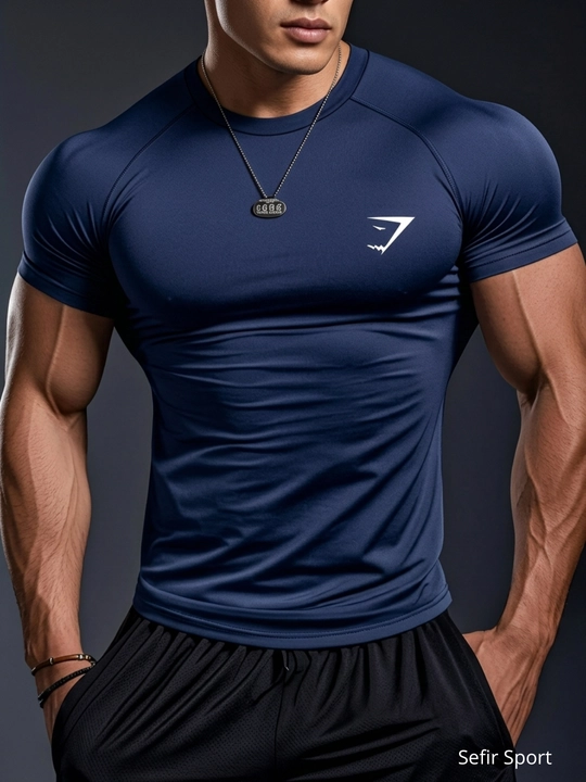 Gym Shark uslubidagi kompression futbolka - rashgard, sport, erkaklar uchun, fitnes uchun - 