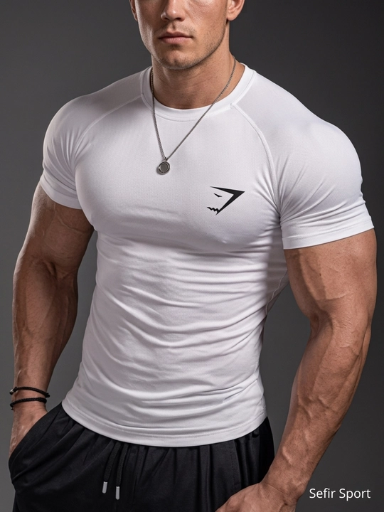 Gym Shark uslubidagi kompression futbolka - rashgard, sport, erkaklar uchun, fitnes uchun - 