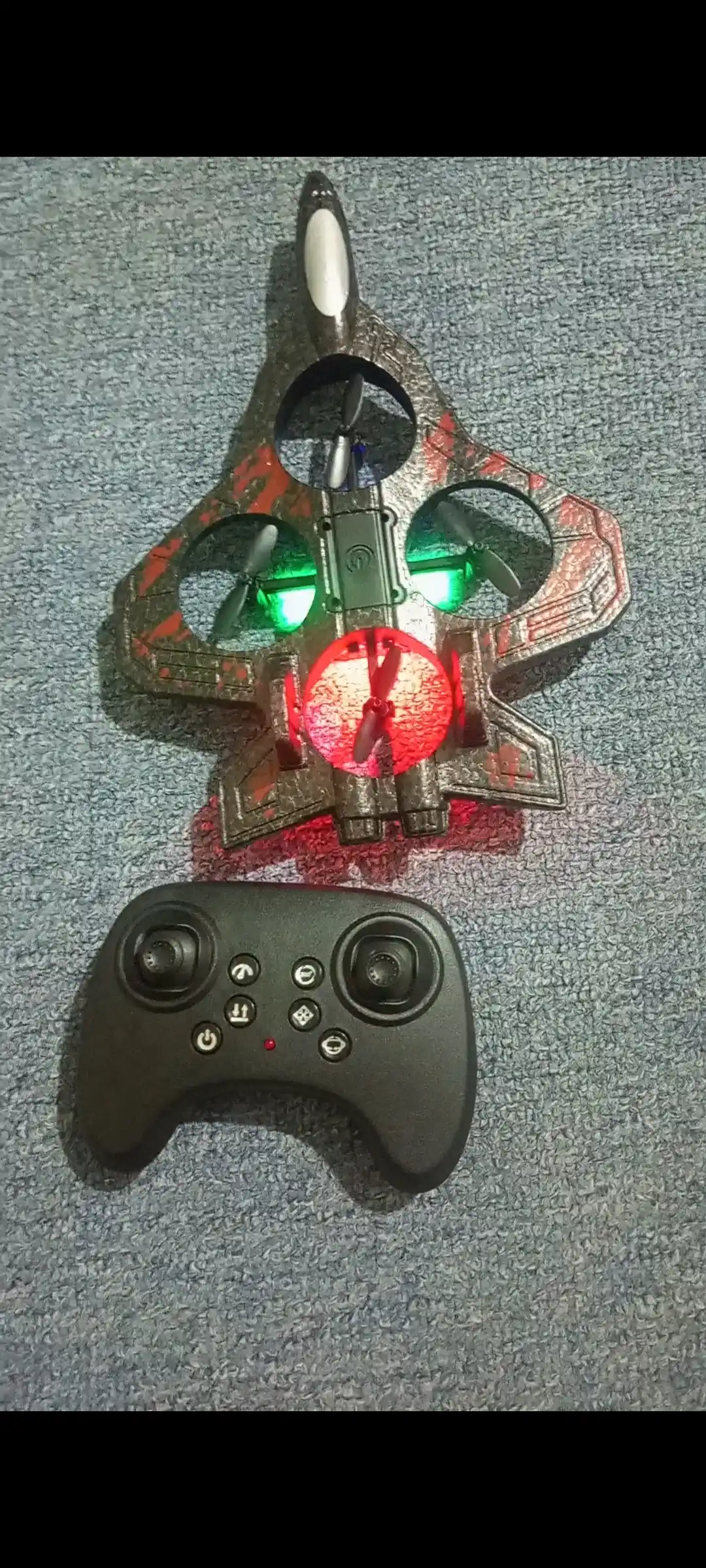 Dron samolyot radioboshqaruvli, 360° manyovrli, RGB chiroqli qiruvchi samolyot, o'yinchoq