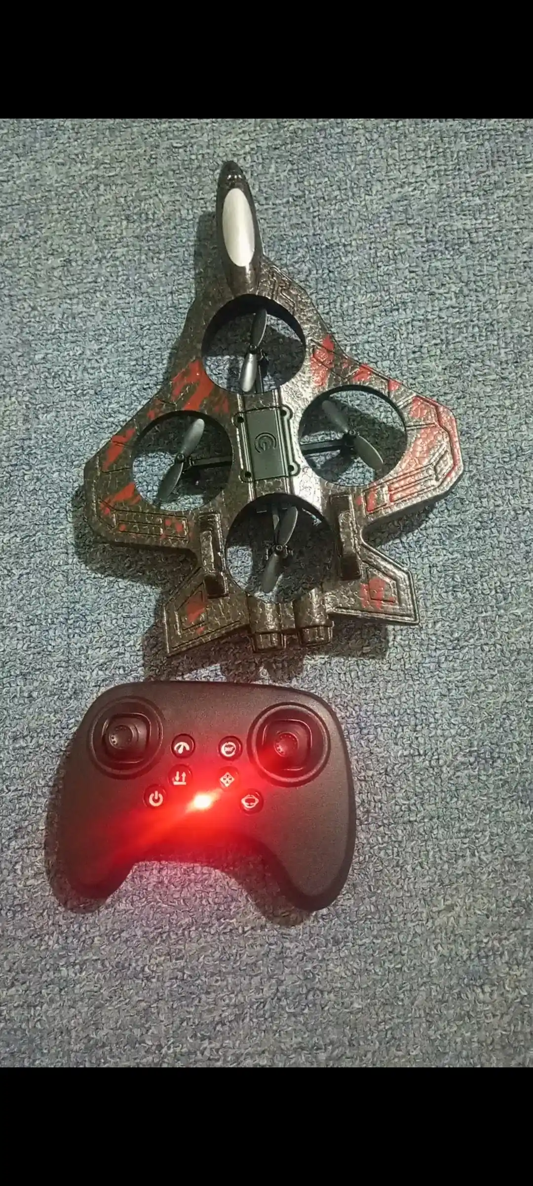 Dron samolyot radioboshqaruvli, 360° manyovrli, RGB chiroqli qiruvchi samolyot, o'yinchoq