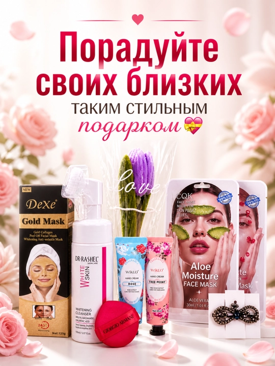 Подарочный набор для ухода за лицом – маски, очищение и крем 