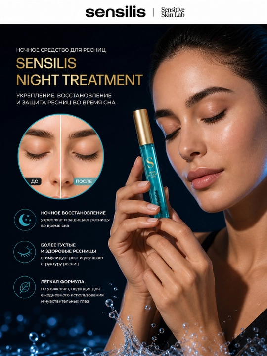 Средство для укрепления ресниц и бровей Sensilis Night Treatment (Mascara), 12 мл