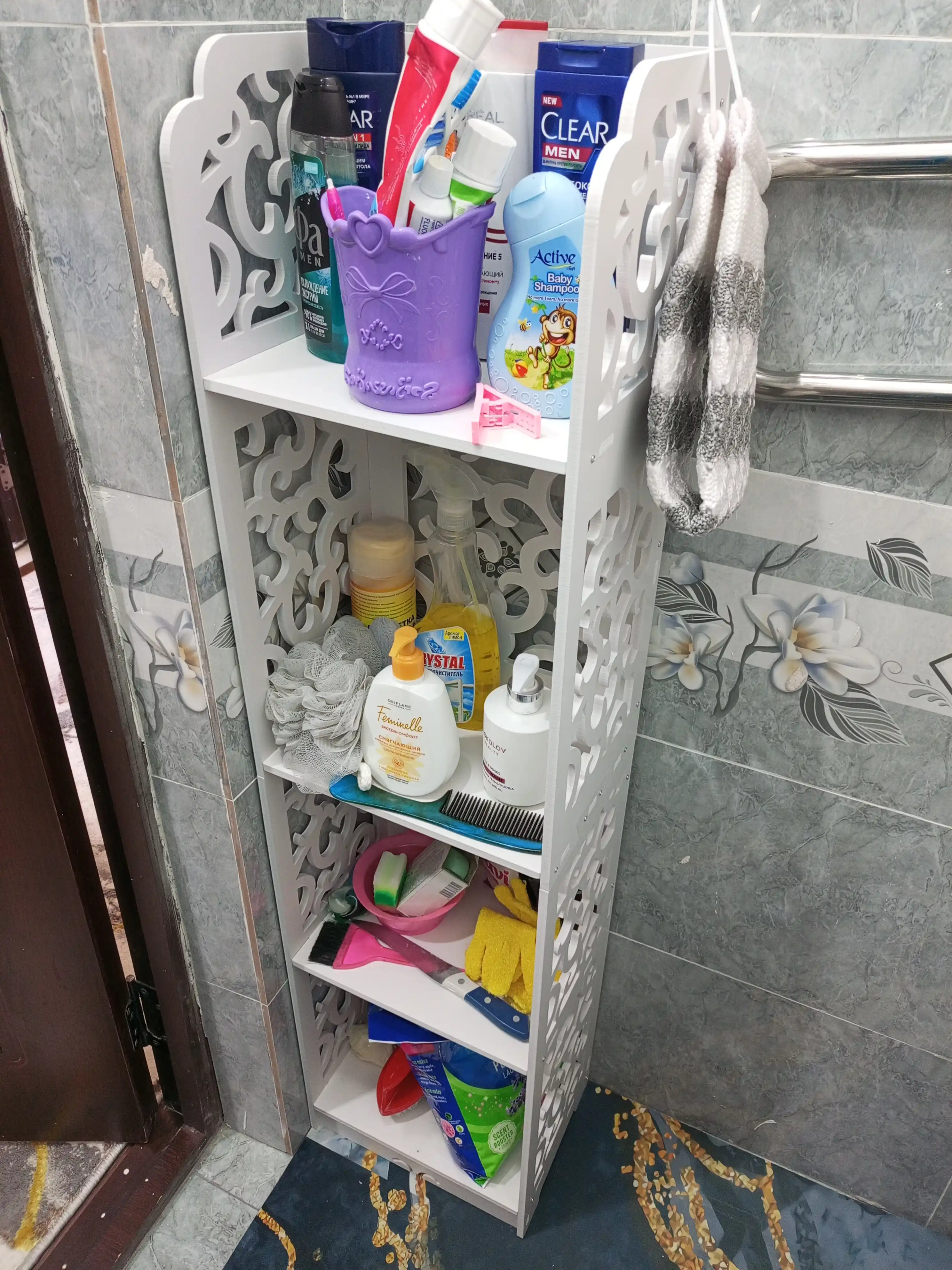 Стеллаж напольный для ванной, гостиной и кухни