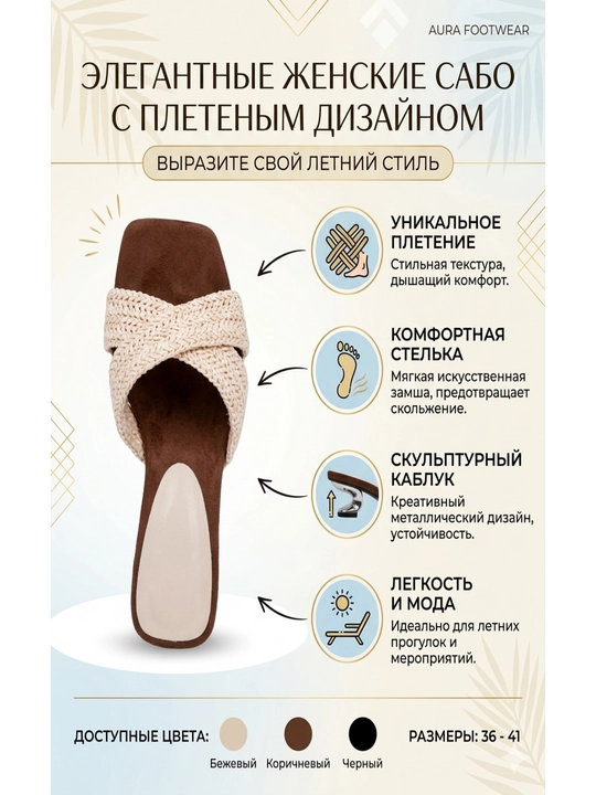Шлёпанцы женские, квадратный носок, средний каблук, для вечеринки, без застежки - 