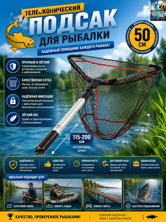 Подсачек треугольный, телескопический - 