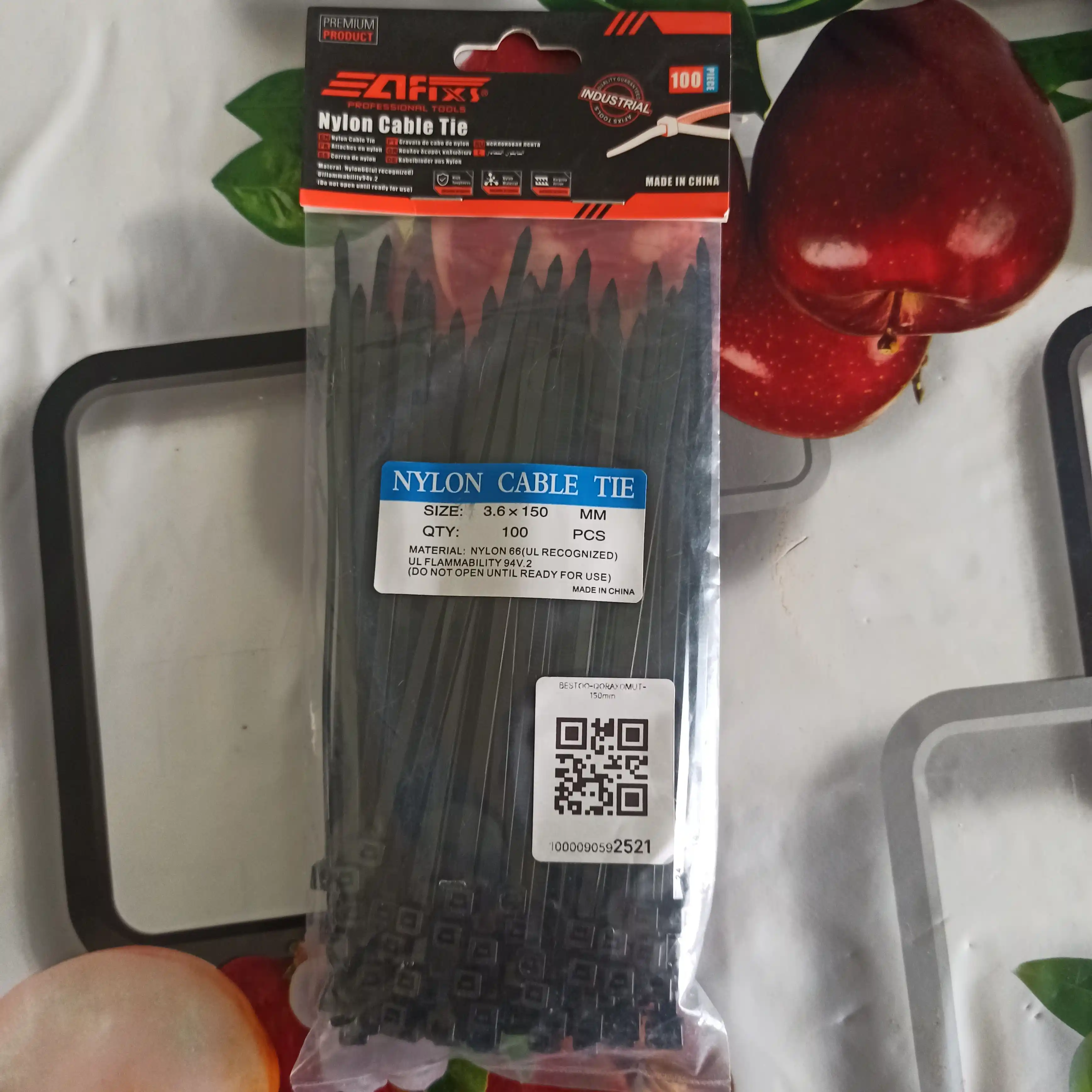 Plastik neylon xomutlar, paketda 100 dona, tortqichlar