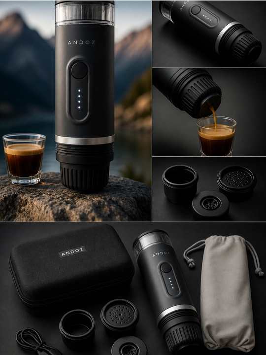 Портативная кофемашина ANDOZ — Espresso везде, USB, для путешествий - 