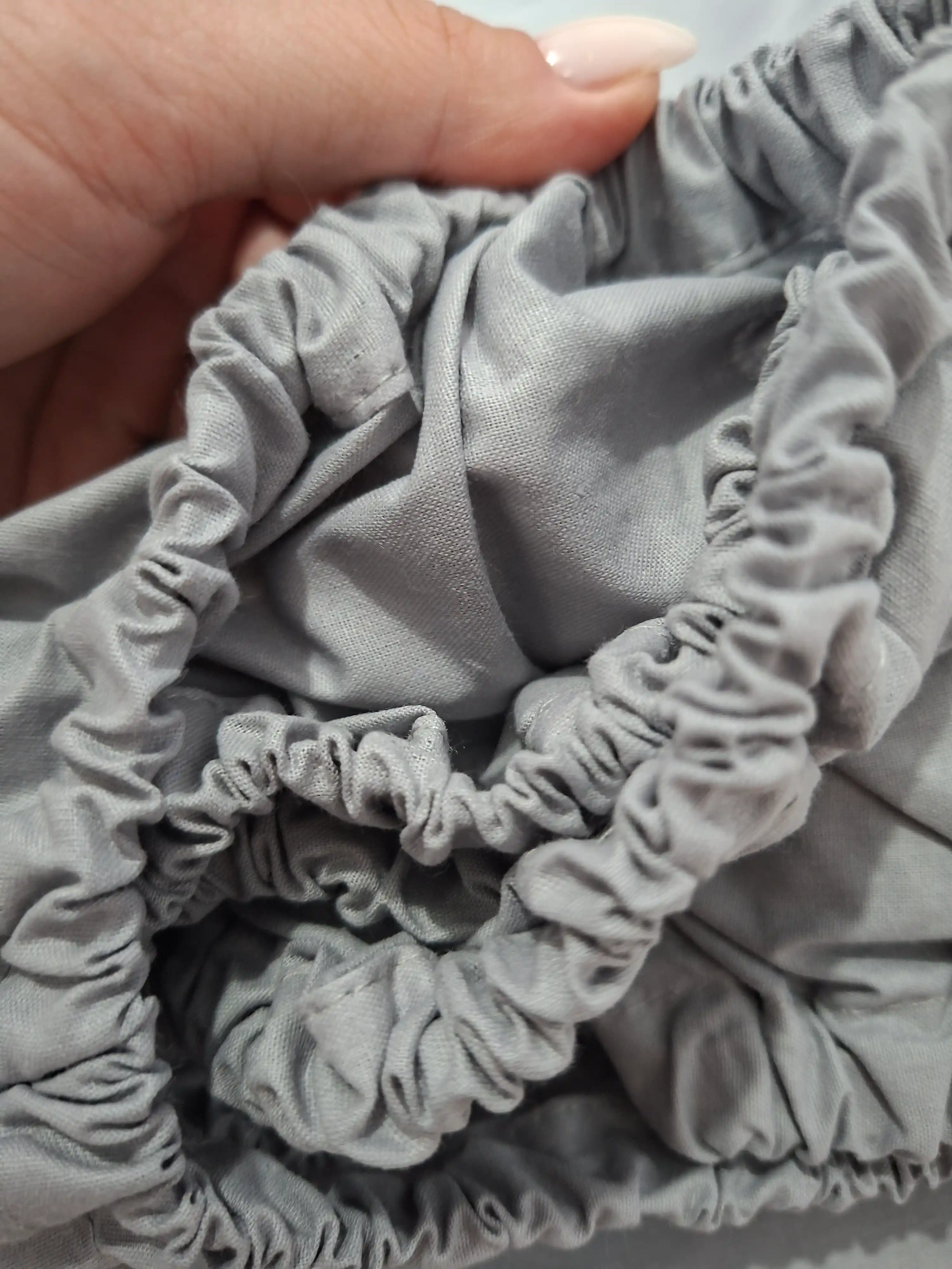 Простыня на резинке Linens 180×200×25 см, ранфорс 100% хлопок, серый, Германия 