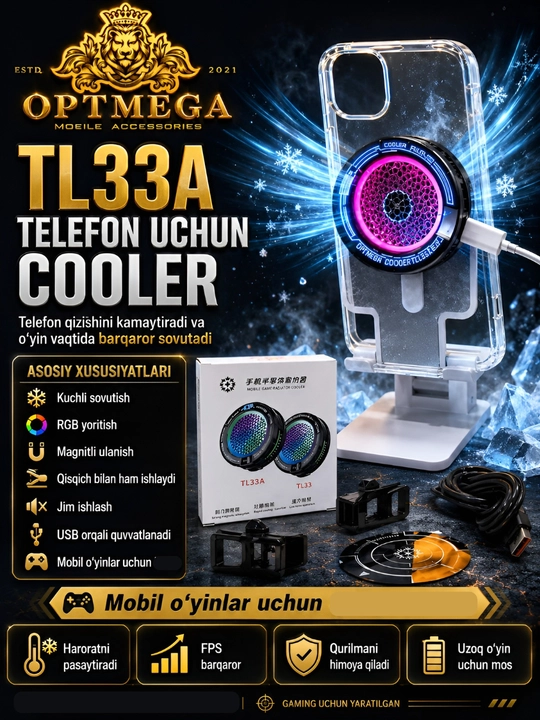 Telefonlar va smartfonlar uchun sovutgich.-01;-15 OPTMEGA
