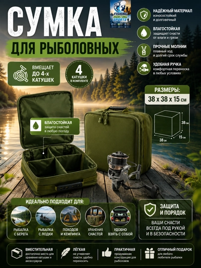 Сумка рыболовная водонепроницаемая для катушек - 