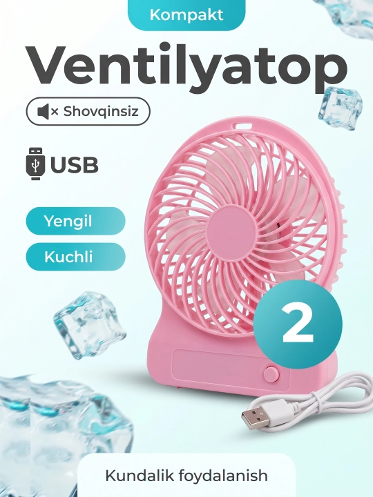 Mini ventilyator — qo‘l va stol uchun qulay USB portativ model - 