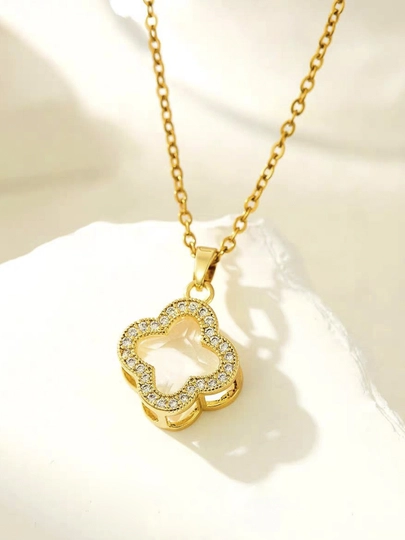 Женская цепочка в стиле Van Cleef, Нержавеющая сталь — 1122232-XIANGLIAN05-МАНГО